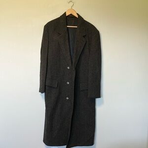 London Fog 100% Pure Wool Men's Grey Herringbone Wool Coat